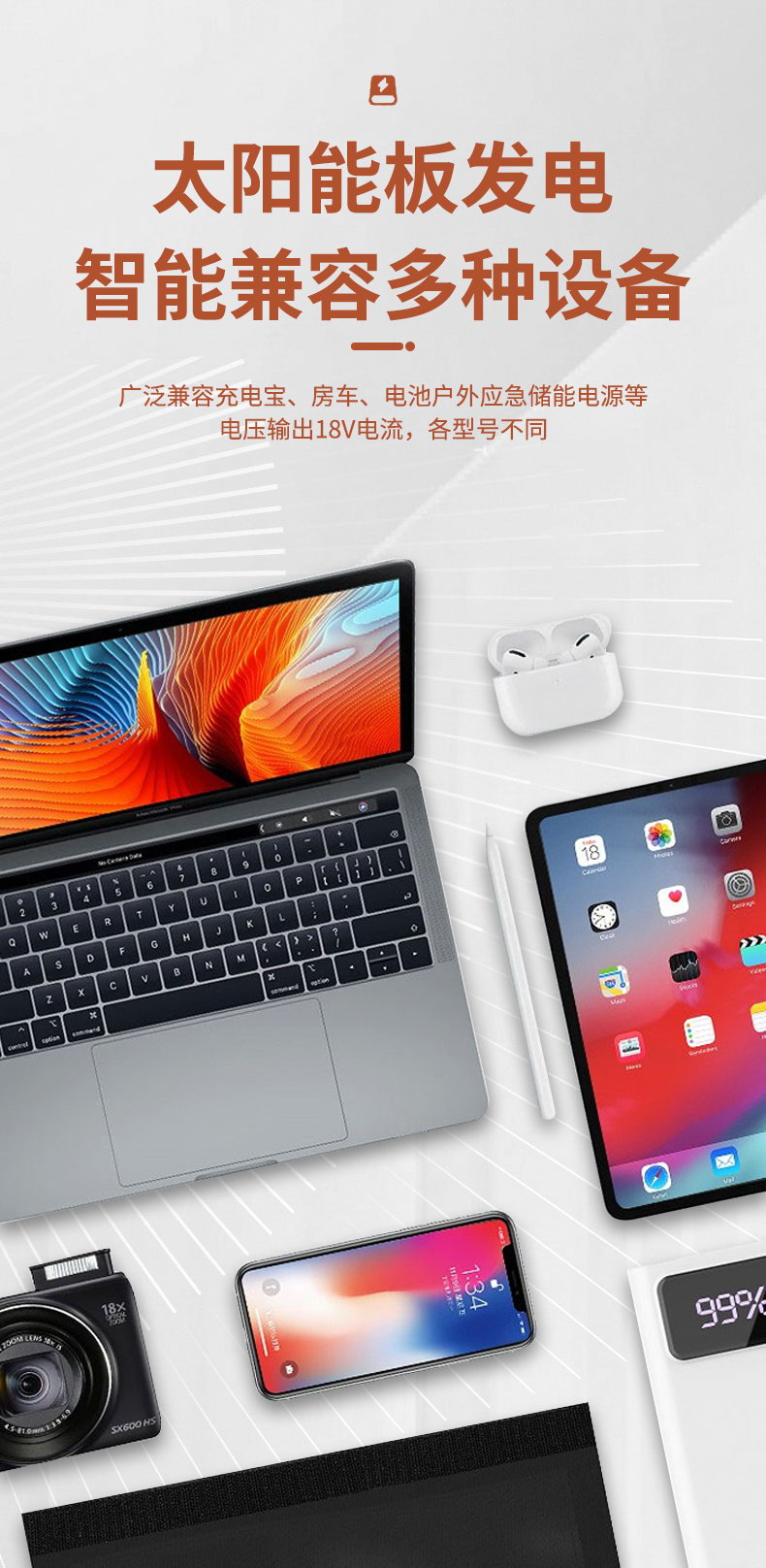 太阳能板折叠包储能移动电源60W100W120W储能系列(图11)