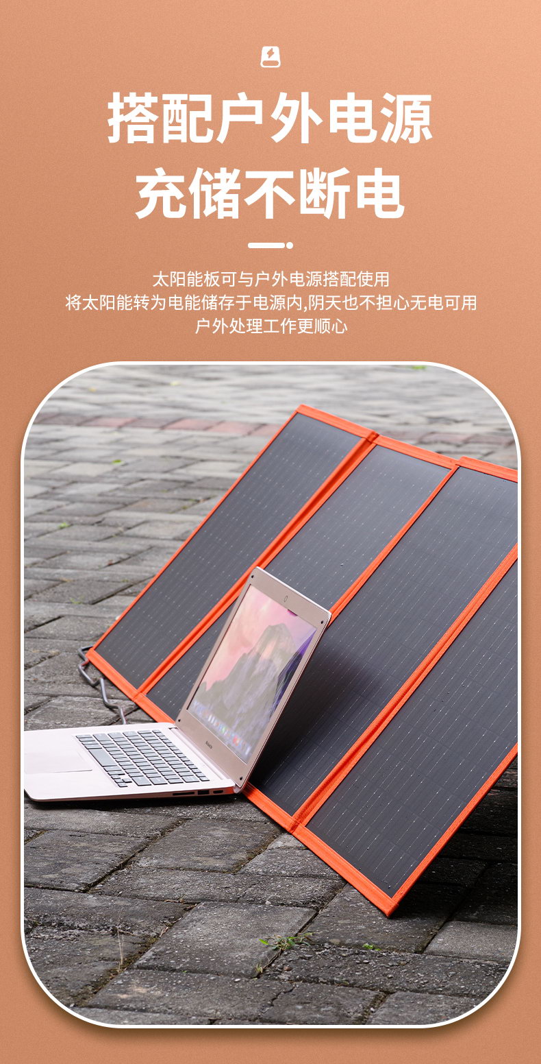 太阳能板折叠包储能移动电源60W100W120W储能系列(图7)